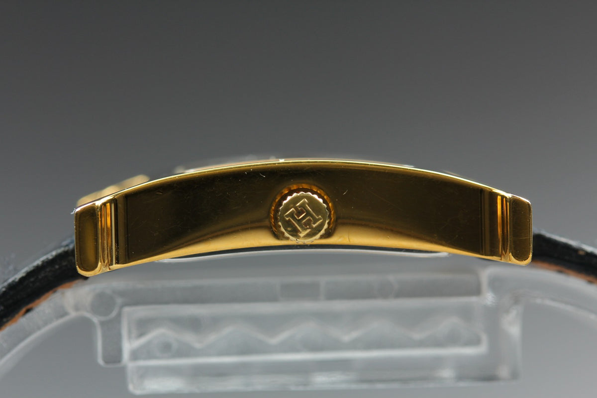 HERMES H Watch HH1.201 Gold Black "A" 21mm Woman's Watch Quartz [Box]