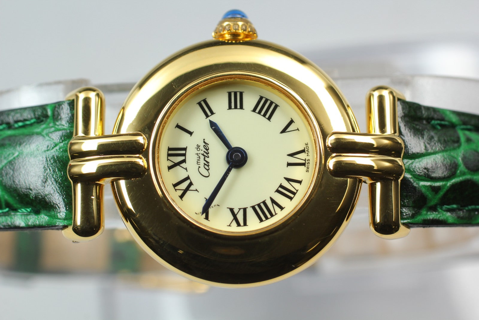 Vintage Cartier Must Colisee Vermeil 590002 Green Gold Women's Qz Watch [Box]
