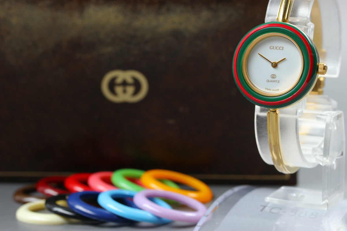 [Overhauled] Gucci Change Bezel 1100-L 12 Colors Women's Qz Watch Vintage Box