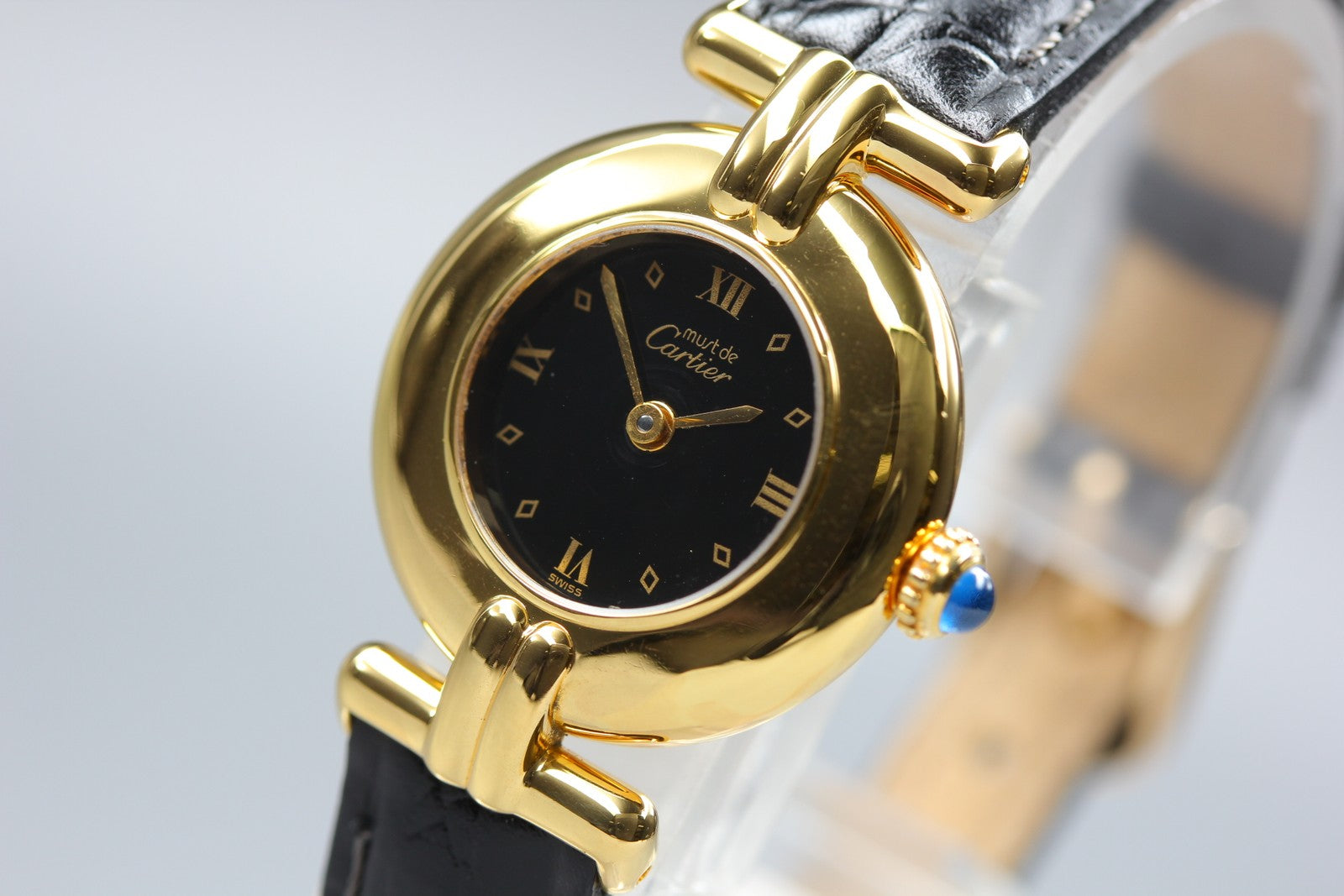 Cartier Must Colisee Vermeil 590002 Black Gold Women's Quartz Watch Vintage