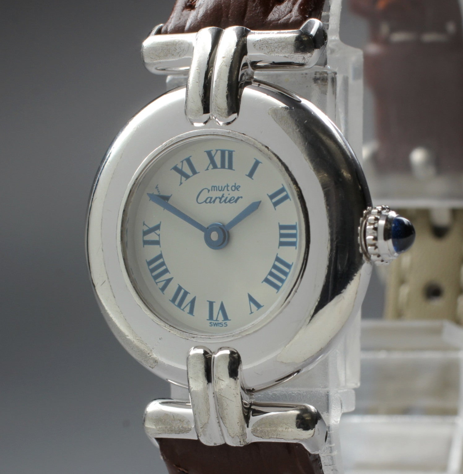 Vintage [Exc+4] Cartier Must Colisee Vermeil 690002 Silver Women's Quartz Watch