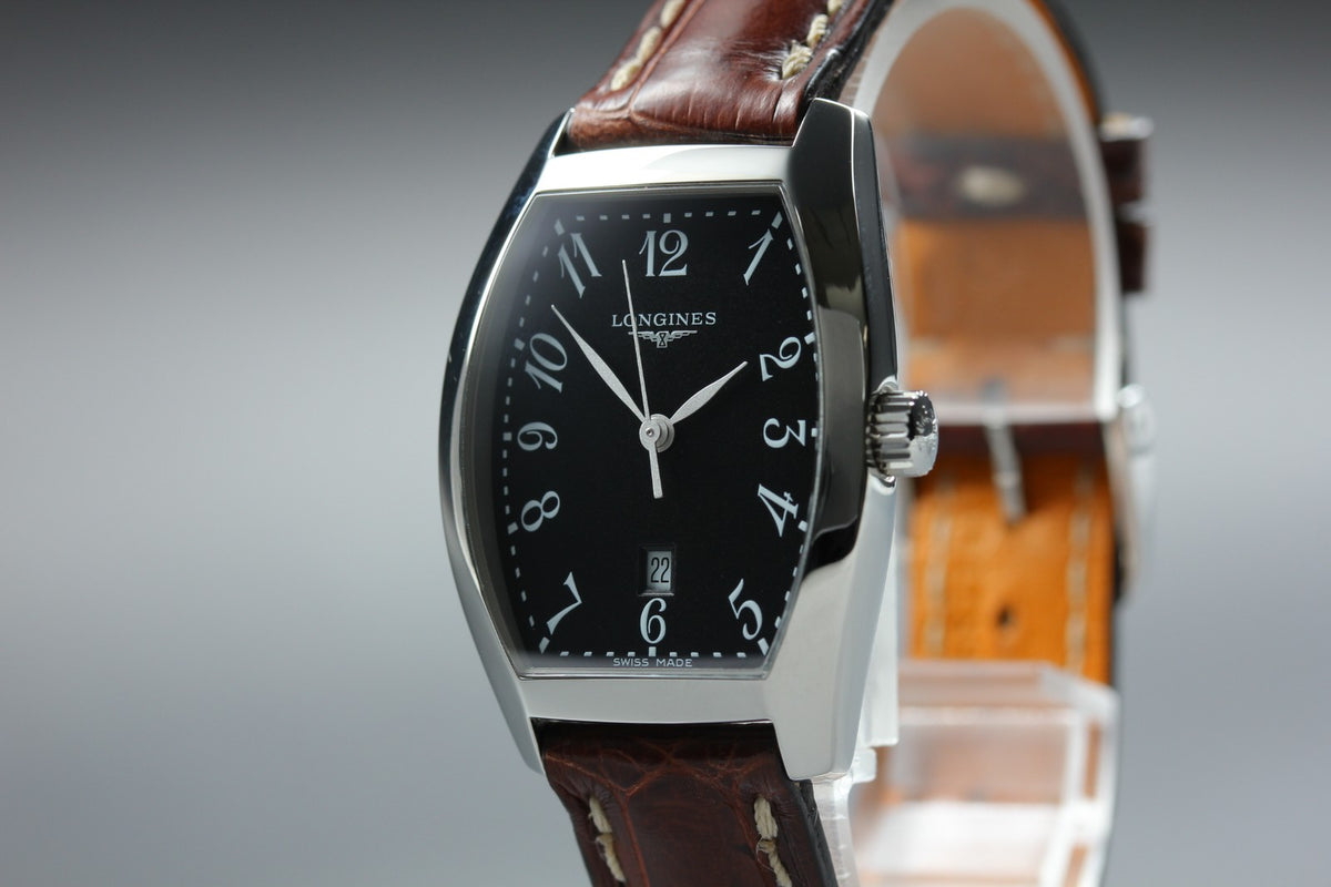 LONGINES evidenza L2.155.4 Quartz Black Dial Date Women's Watch 25mm JAPAN Box