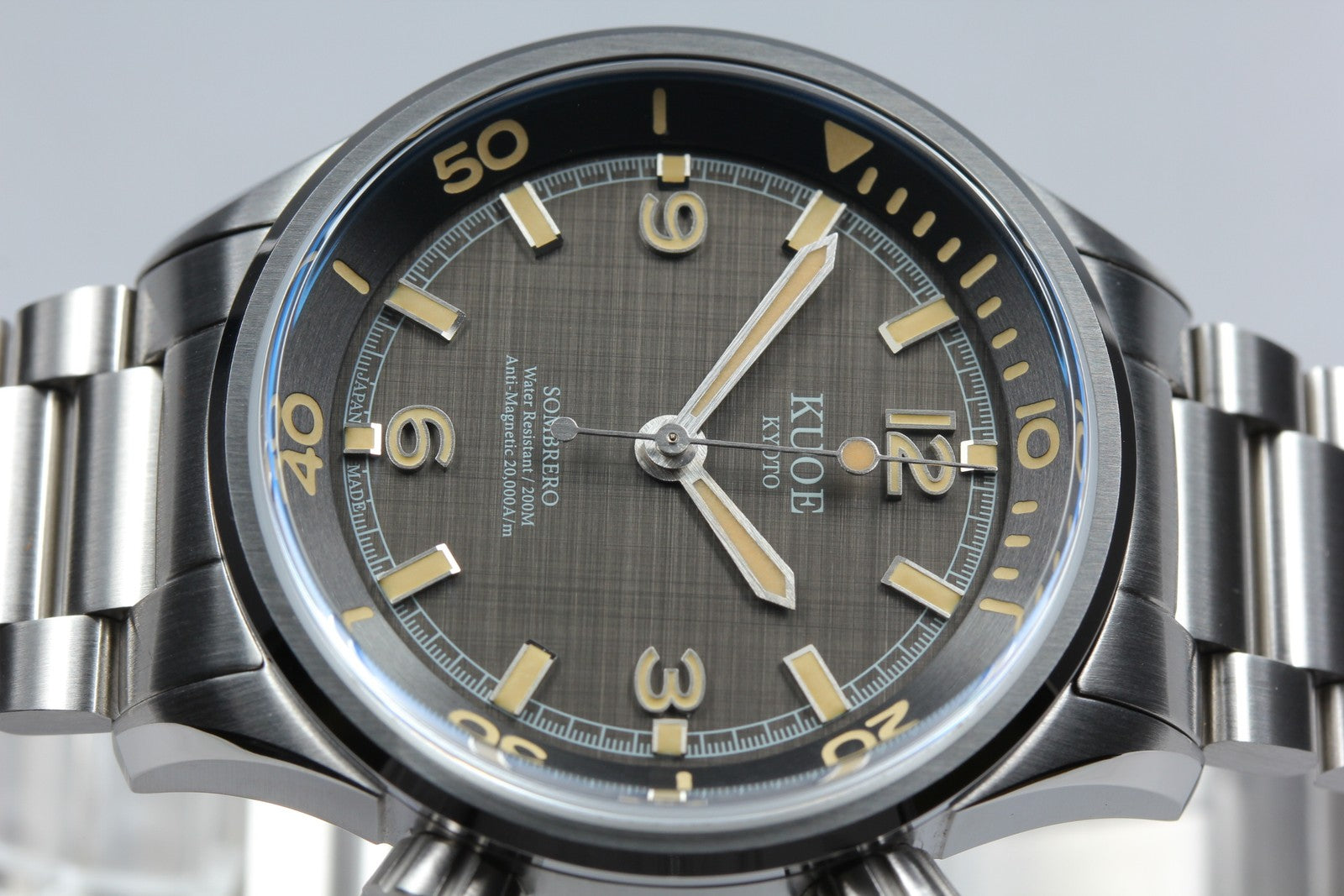 KUOE KYOTO SOMBRERO 90-011 38mm Linen Dial Automatic Men's Watch JAPAN [Box]