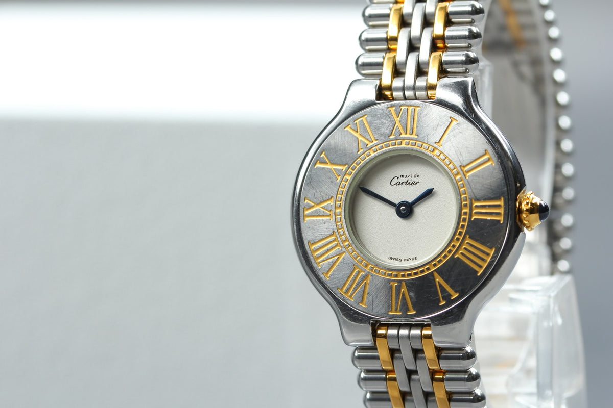 Cartier Must de Cartier 21 27mm Silver Gold Women's Quartz Watch Vintage [Pouch]