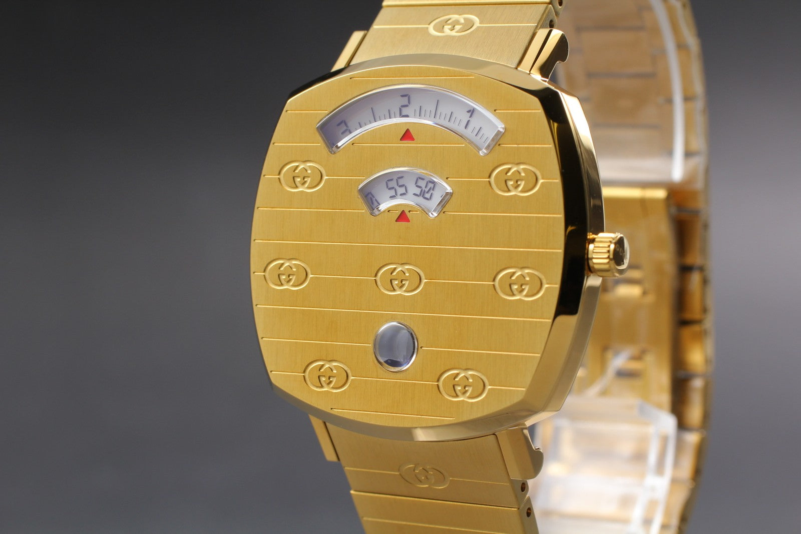 [MINT Box] GUCCI Grip 157.4 YA157403 35mm Gold GG Man's Quartz Watch From JAPAN