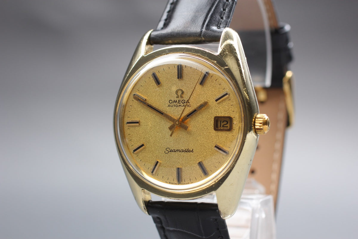 OMEGA Seamaster Gold 166.067 Cal.565 Date 35mm Automatic Men's Watch Vintage