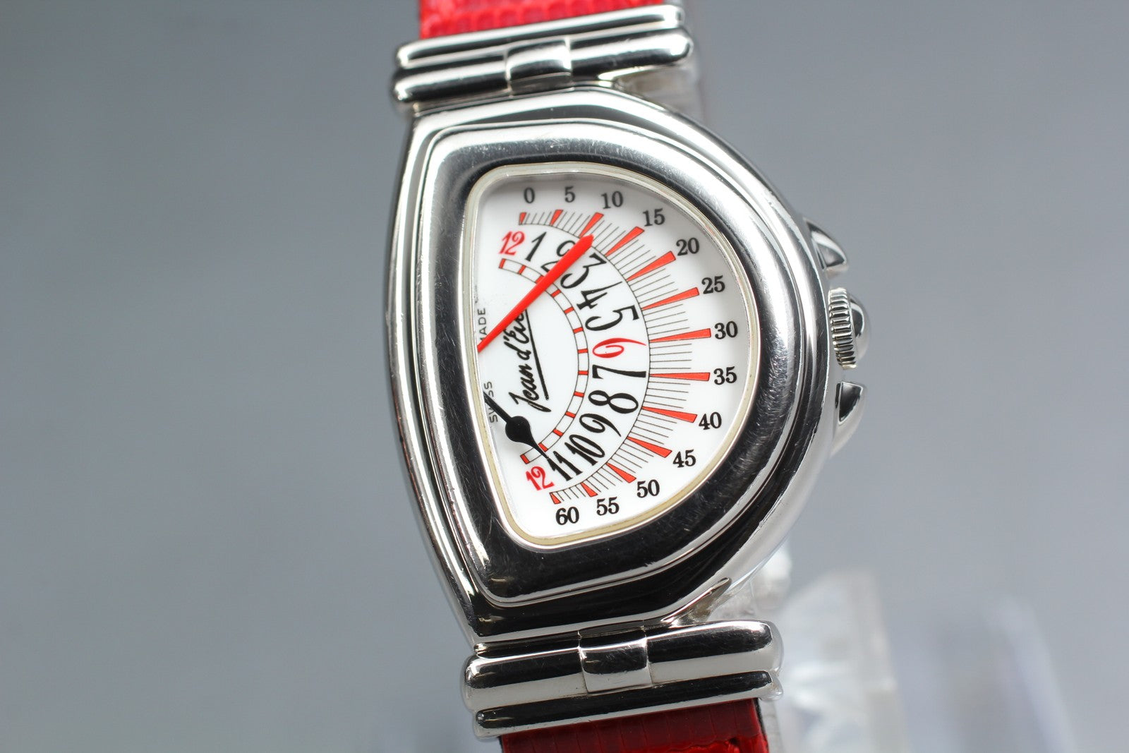 Jean d'eve Sectora Gold 24mm Silver Red Women's Quartz Watch JAPAN [w /Box]
