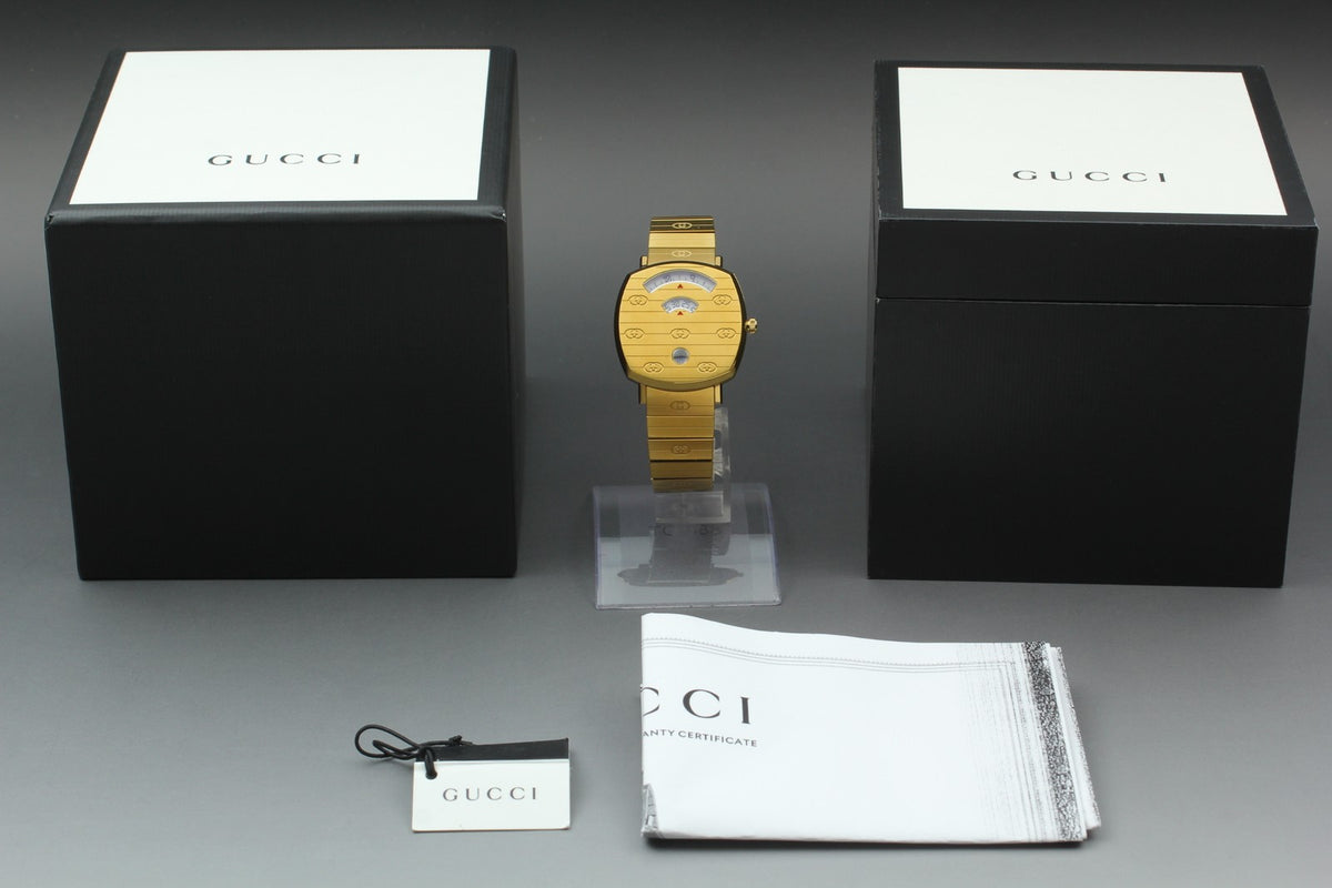 [MINT Box] GUCCI Grip 157.4 Gold 35mm GG Man's Quartz Watch From JAPAN