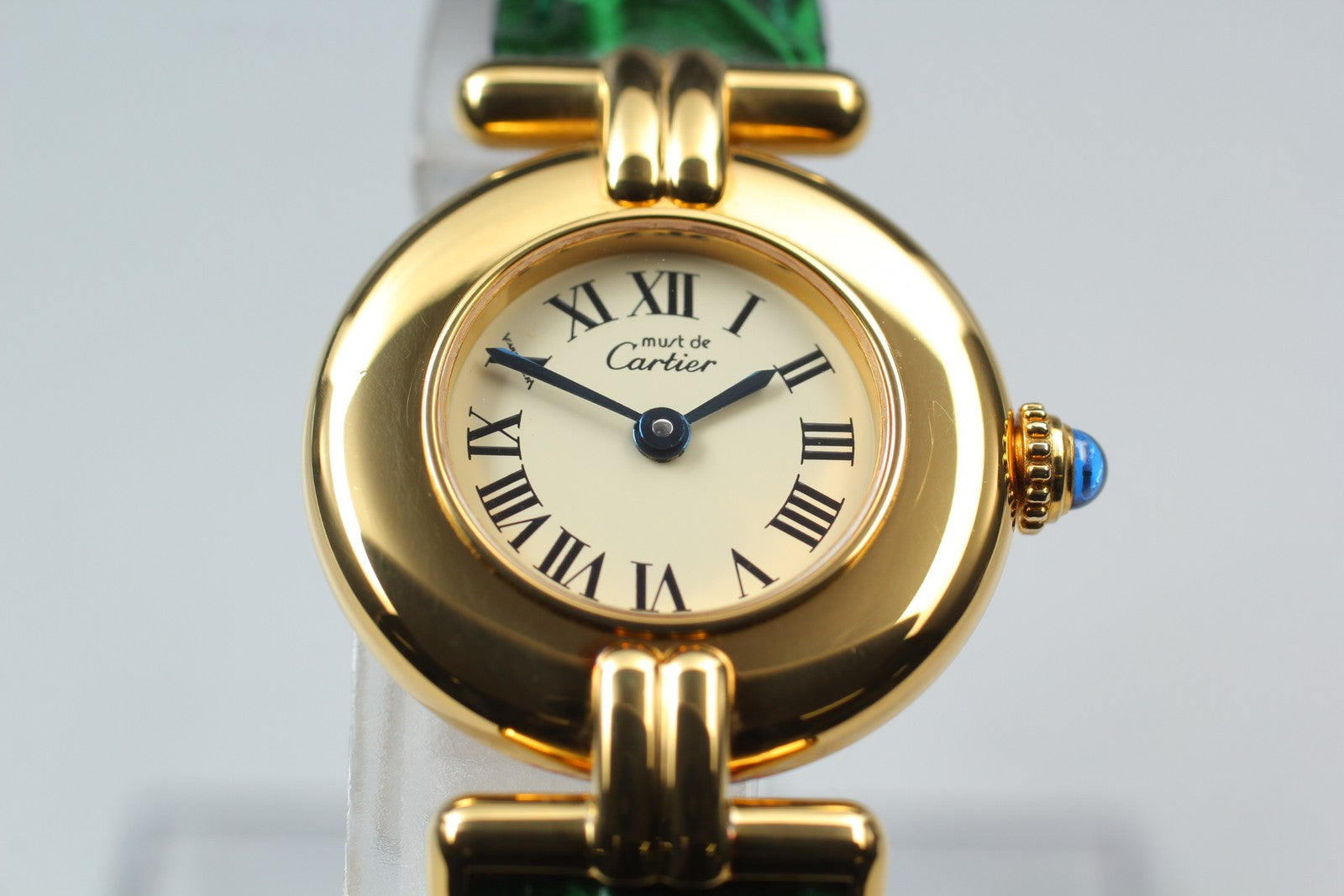 Vintage [Near MINT] Cartier Must Colisee Vermeil 590002 Green Women's Qz Watch