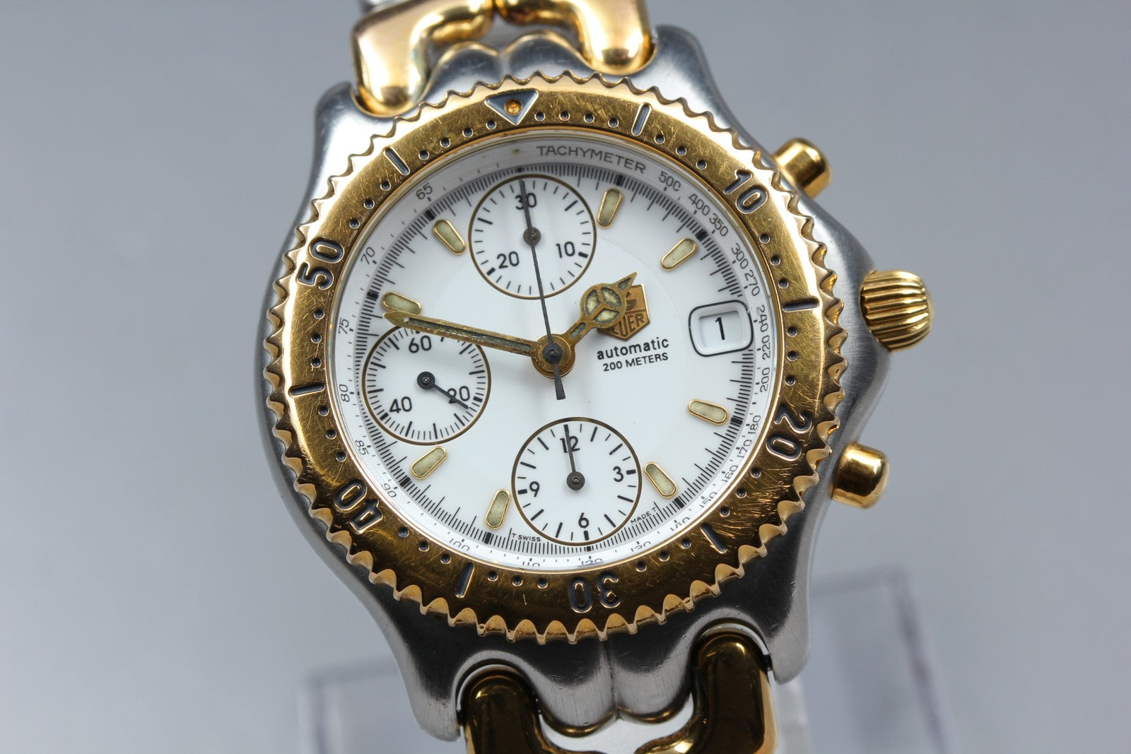 TAG HEUER SEL CG2120-R0 Automatic Chronograph White Men's Watch 38mm JAPAN Box