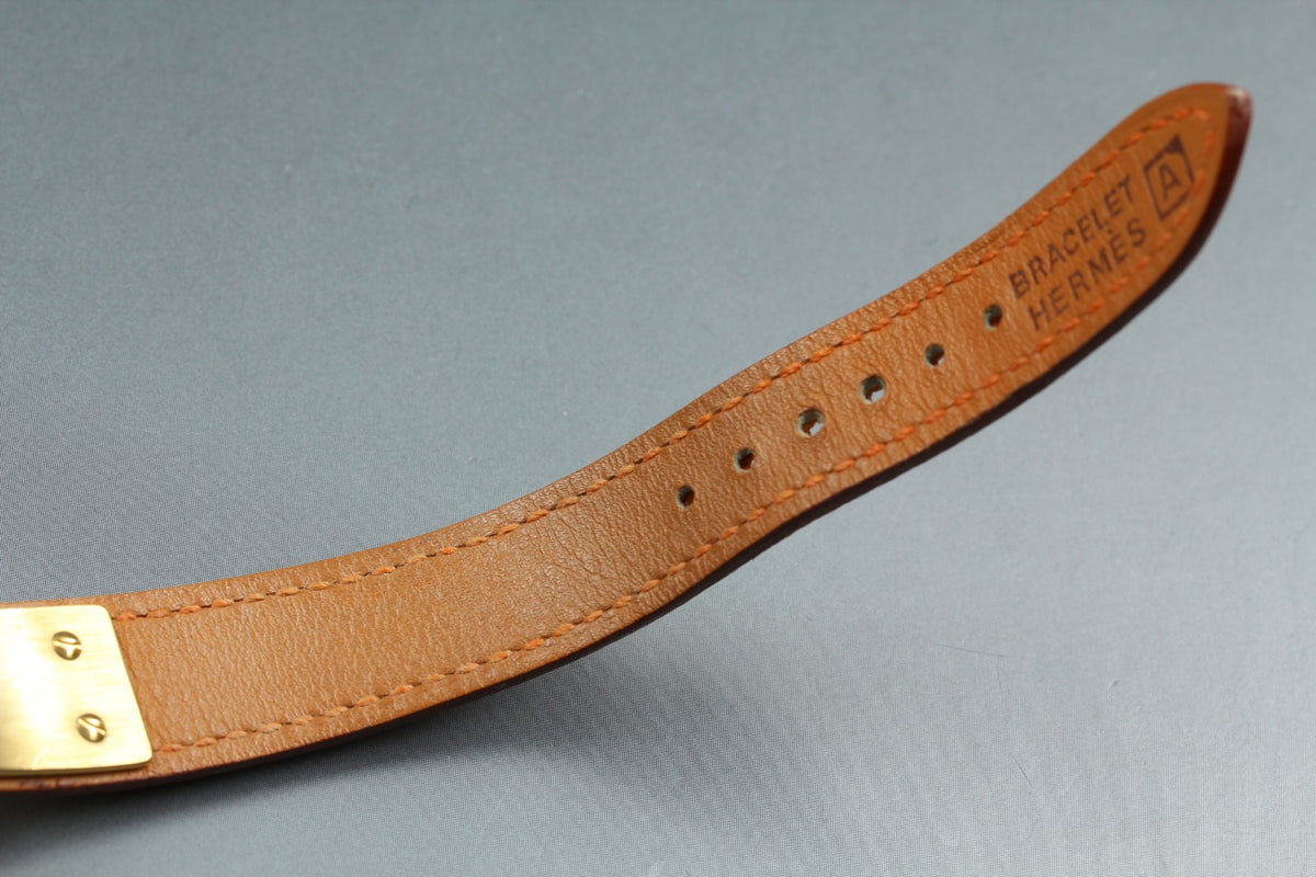[Overhauled /Box] HERMES Kelly Watch Orange Dial Gold "A" Woman's Watch Quartz