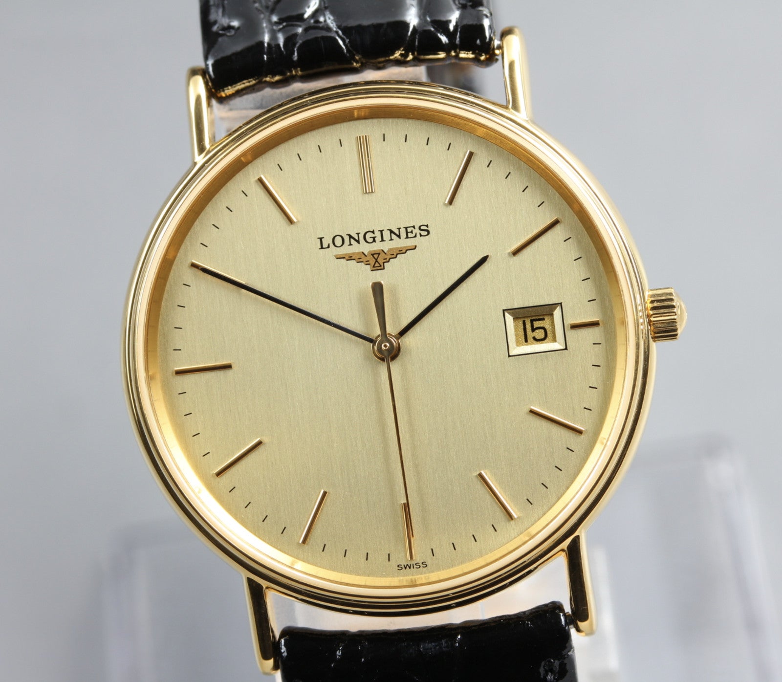 [Near MINT-] LONGINES Grand Classic L4.720.2 Gold Black 32mm Quartz Men's Watch
