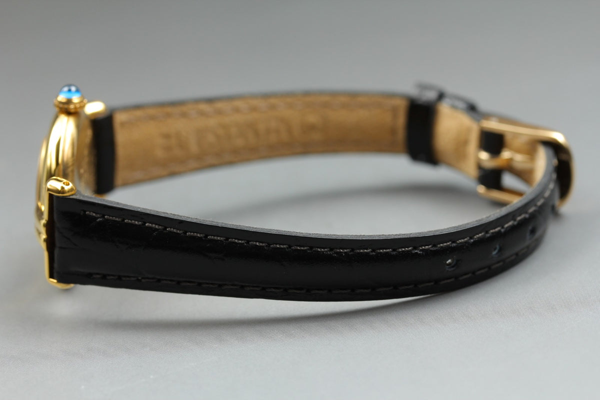 Cartier Must Colisee Vermeil 590002 Black Gold Women's Qz Watch Vintage [Box]