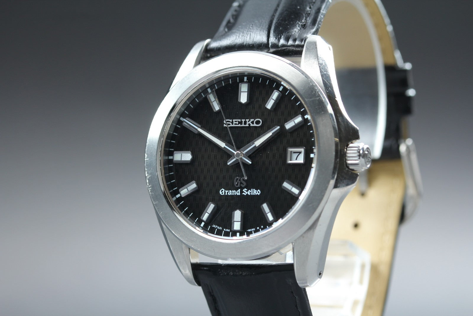 [Exc+5] Grand SEIKO GS 8J56-8020 SBGF021 Black Date Men's Quartz Watch JAPAN