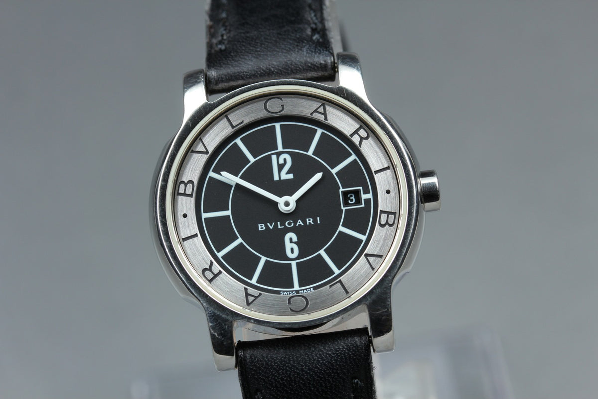 New Batt BVLGARI Solotempo ST29S Quartz Black Women's Watch 29mm JAPAN Box