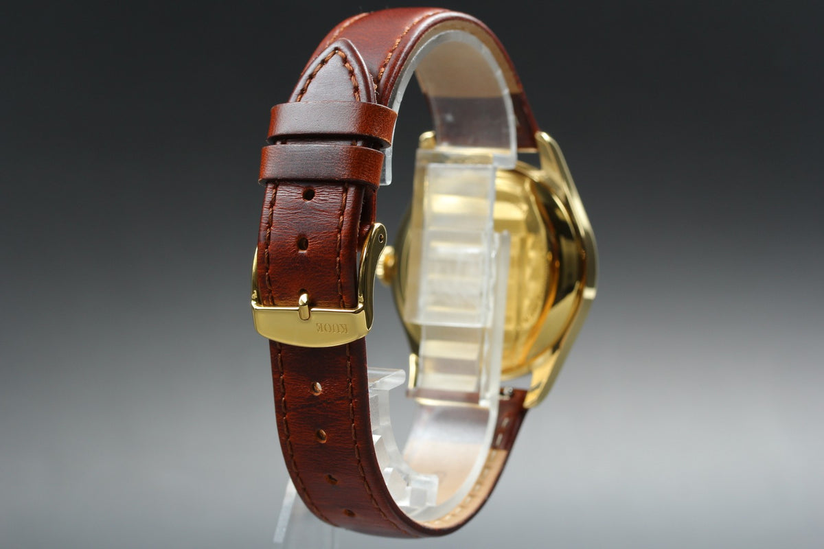KUOE KYOTO OLD SMITH 90-001 34mm Gold Brown Quartz Men's Watch Japan [Box]