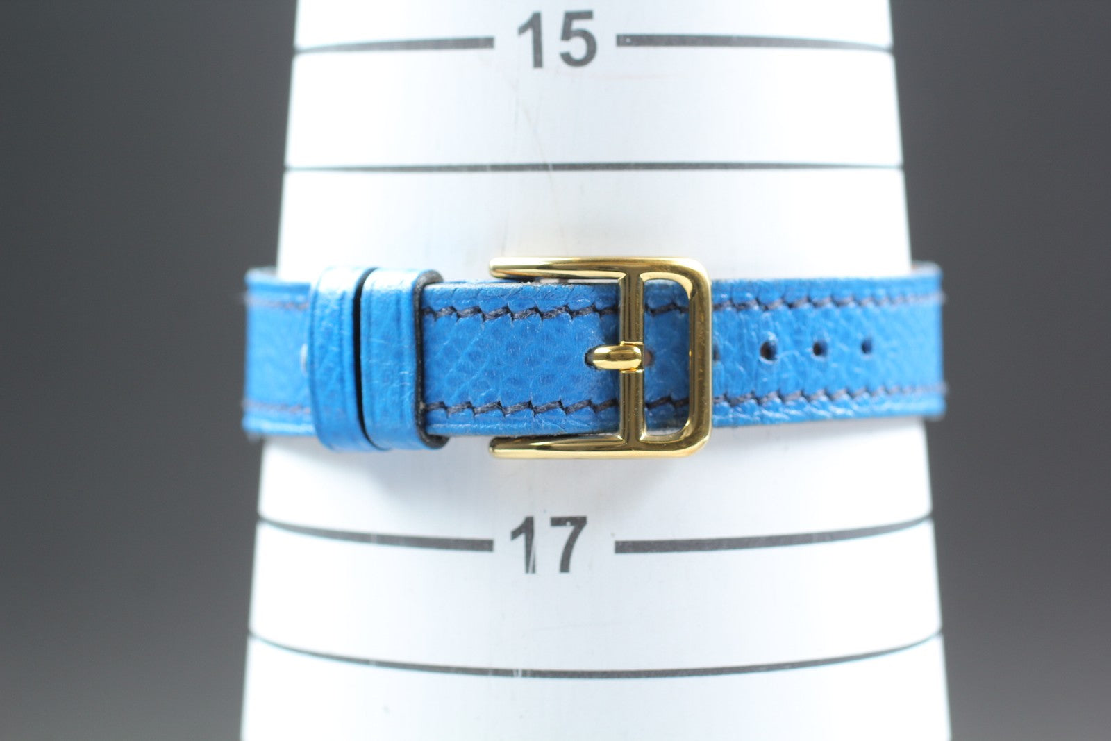 Vintage HERMES Kelly Watch Gold Dial Blue Leather "Y" Womans Watch Quartz [Box]
