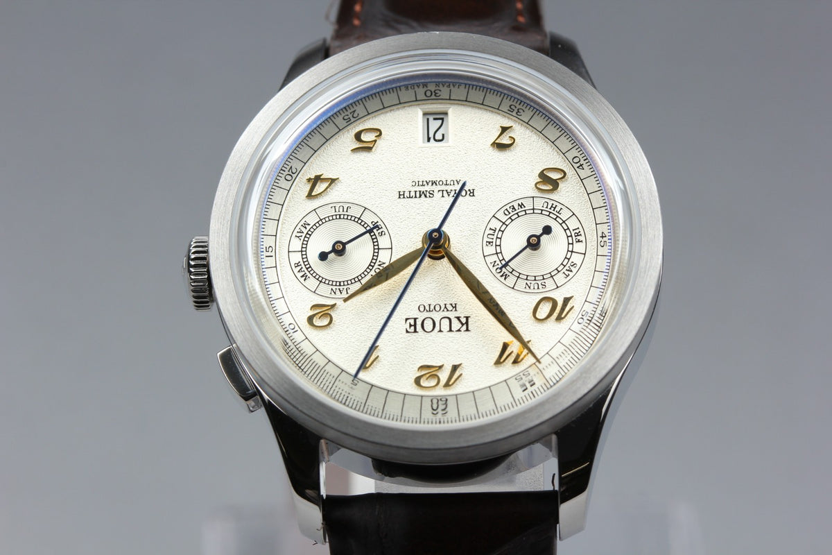 KUOE KYOTO ROYAL SMITH 90-010 Ivory Brown 35mm Automatic Men's Watch JAPAN Box