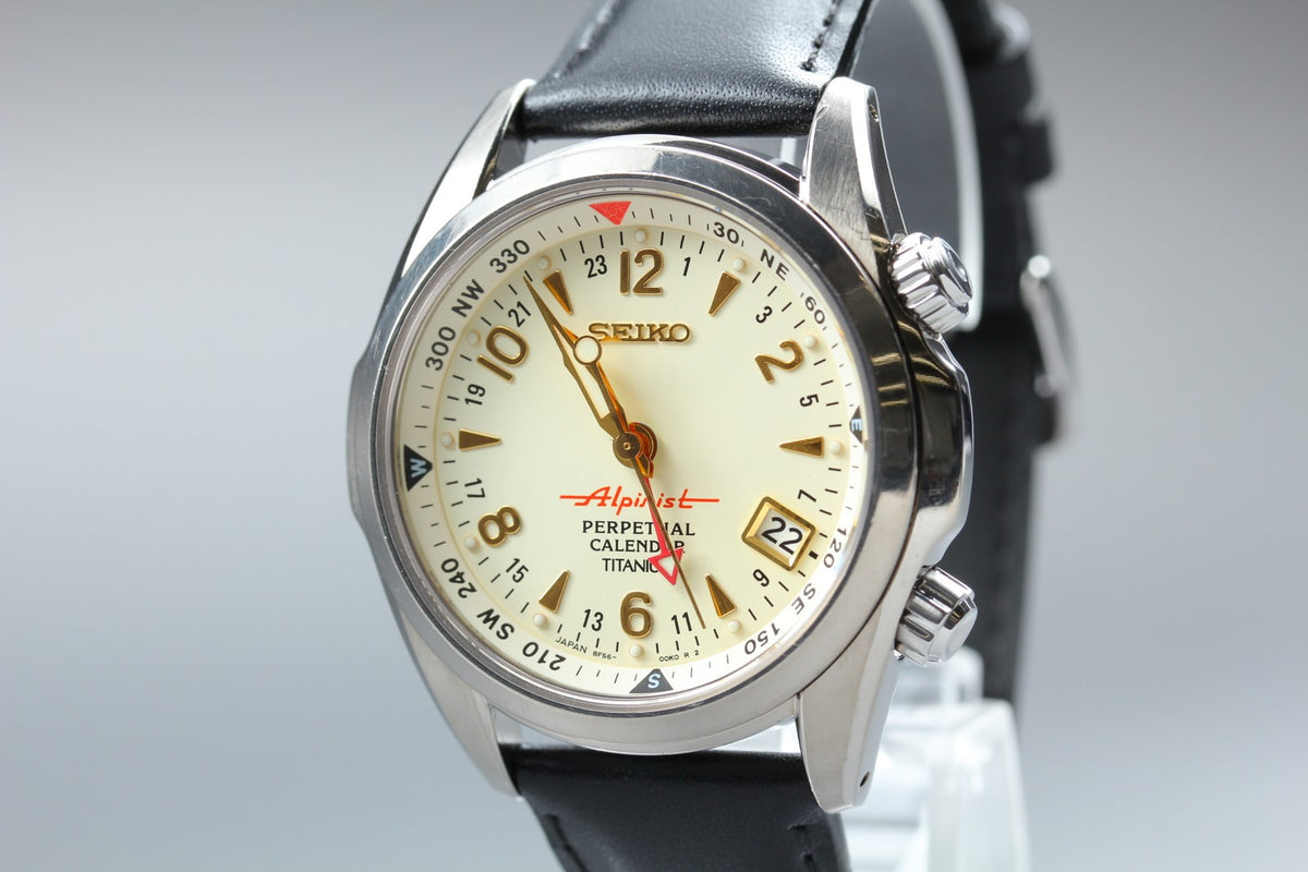 [Serviced] SEIKO Alpinist 8F56-00D0 SBCJ031 Ivory Titanium Men's Watch JAPAN