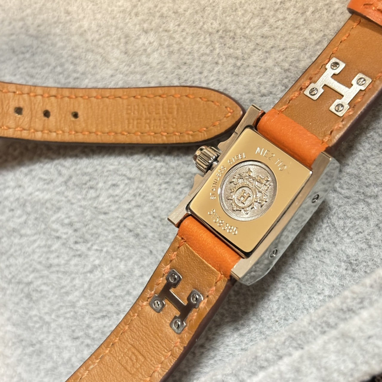 [Exc+5] HERMES Medor ME2.110 Silver Orange 17mm Woman's Watch Quartz From JAPAN