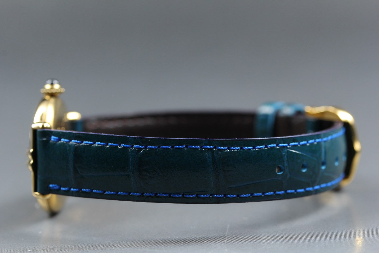 Vintage Cartier Must Colisee Vermeil 590002 Blue White Dial Women's Qz Watch