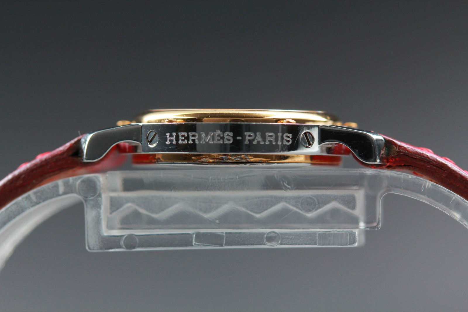 Vintage [Exc+5] HERMES Clipper White Dial Red 24mm Woman's Quartz Watch JAPAN