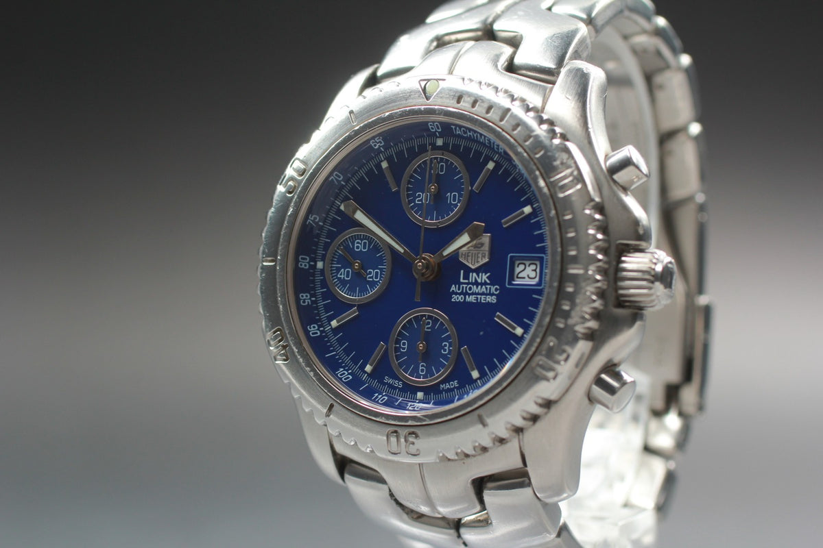 TAG Heuer Professional CT2110 Chronograph Blue Automat Men's Watch 41mm JAPAN
