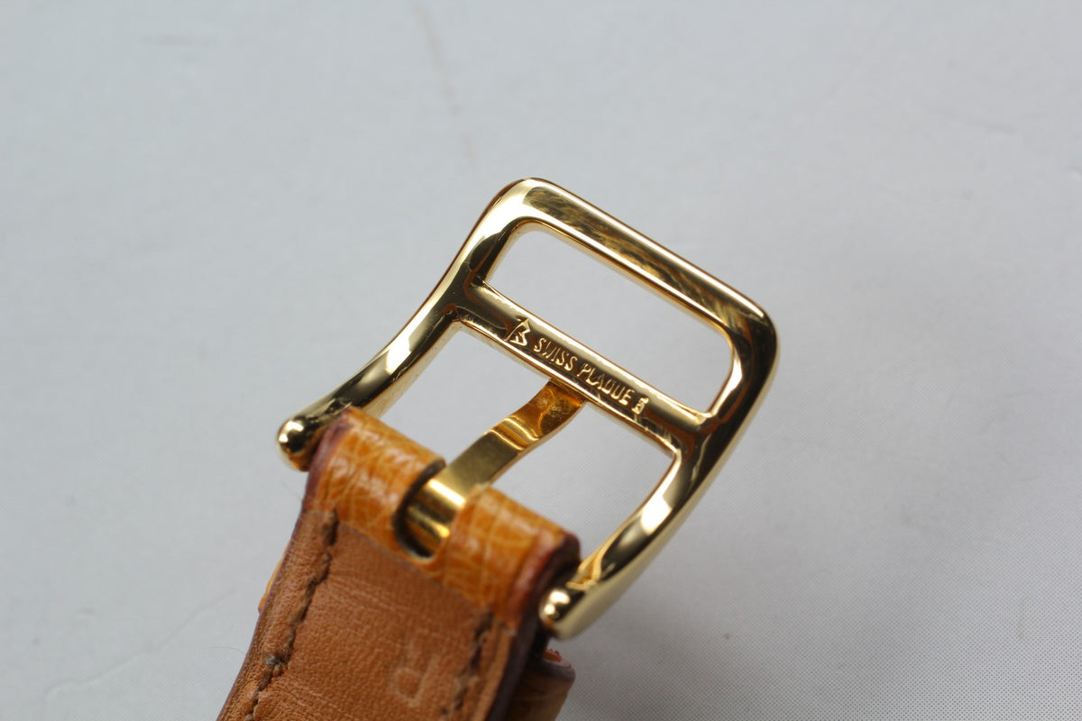HERMES Kelly Watch Gold Brown Leather "Z" Woman's Quartz Watch Vintage [Box]