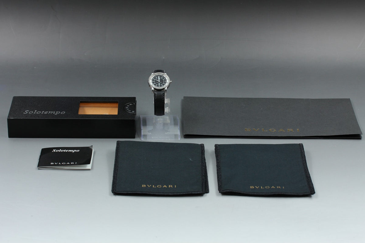 New Batt BVLGARI Solotempo ST29S Quartz Black Women's Watch 29mm JAPAN Box