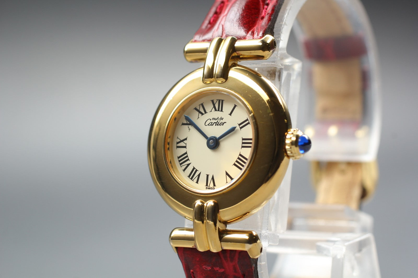 Vintage[Near MINT- Box] Cartier Must Colisee Vermeil 590002 Red Women's Qz Watch