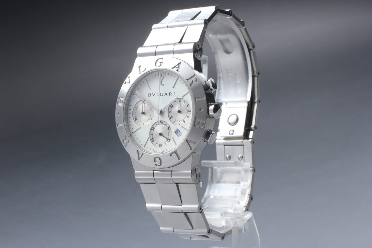 overhauled BVLGARI Bvlgari Diagono CH35S White Quartz Men's Watch 36mm JAPAN Box