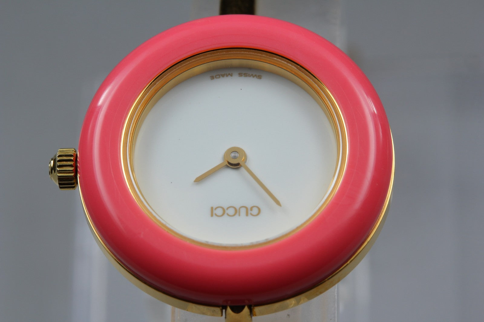 Vintage Gucci Change Bezel 11/12.2 Pink Bezel Gold Women's Quartz Watch