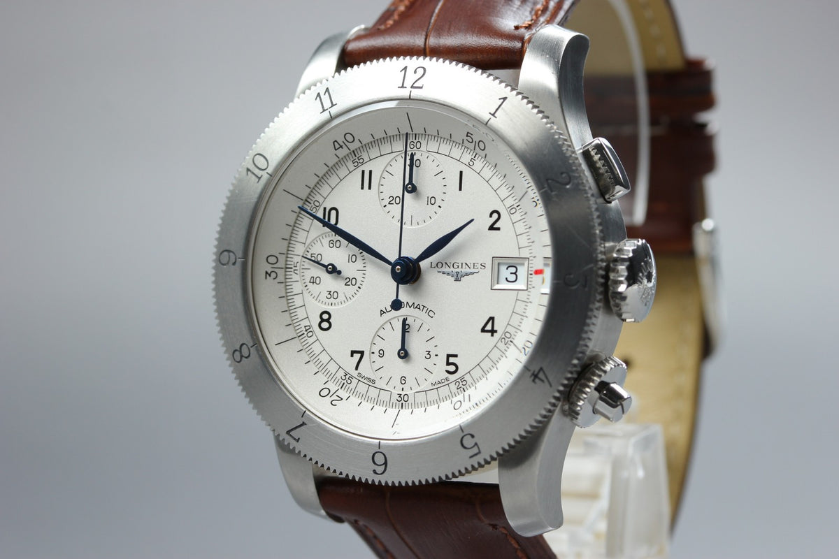 LONGINES Weems Chronograph L2.741.4 Silver 41mm Automatic Men's Watch [Box]