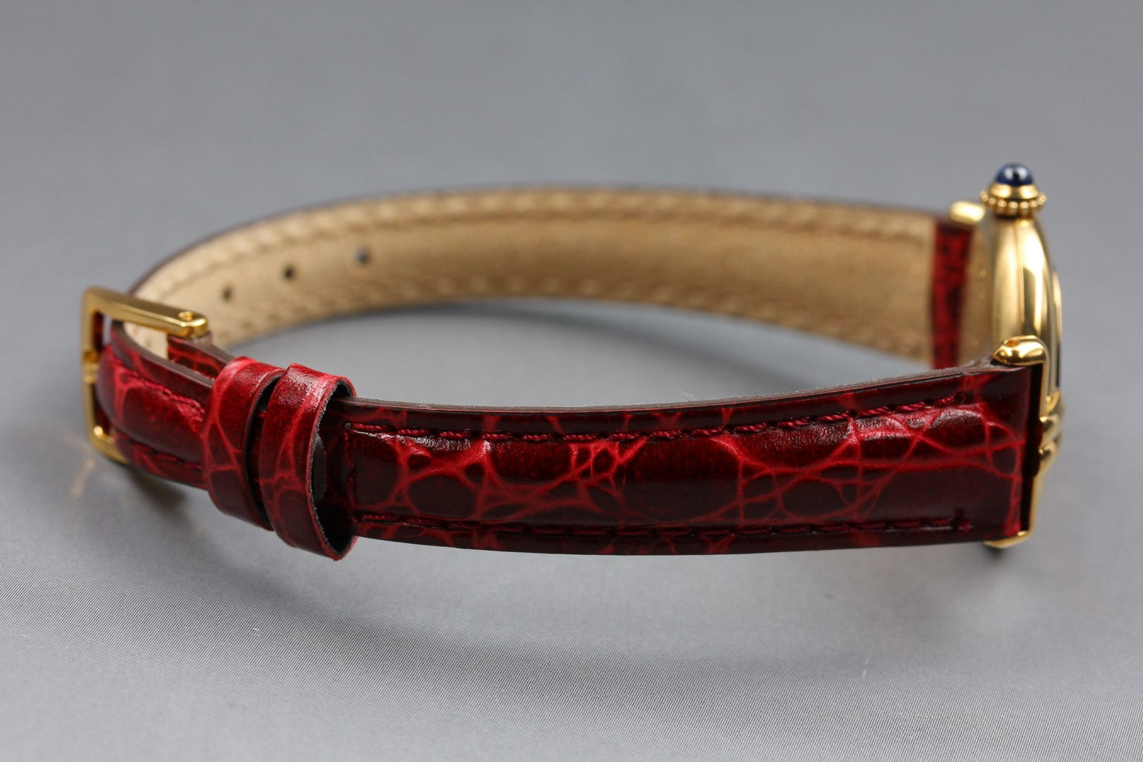 Vintage[Near MINT- Box] Cartier Must Colisee Vermeil 590002 Red Women's Qz Watch