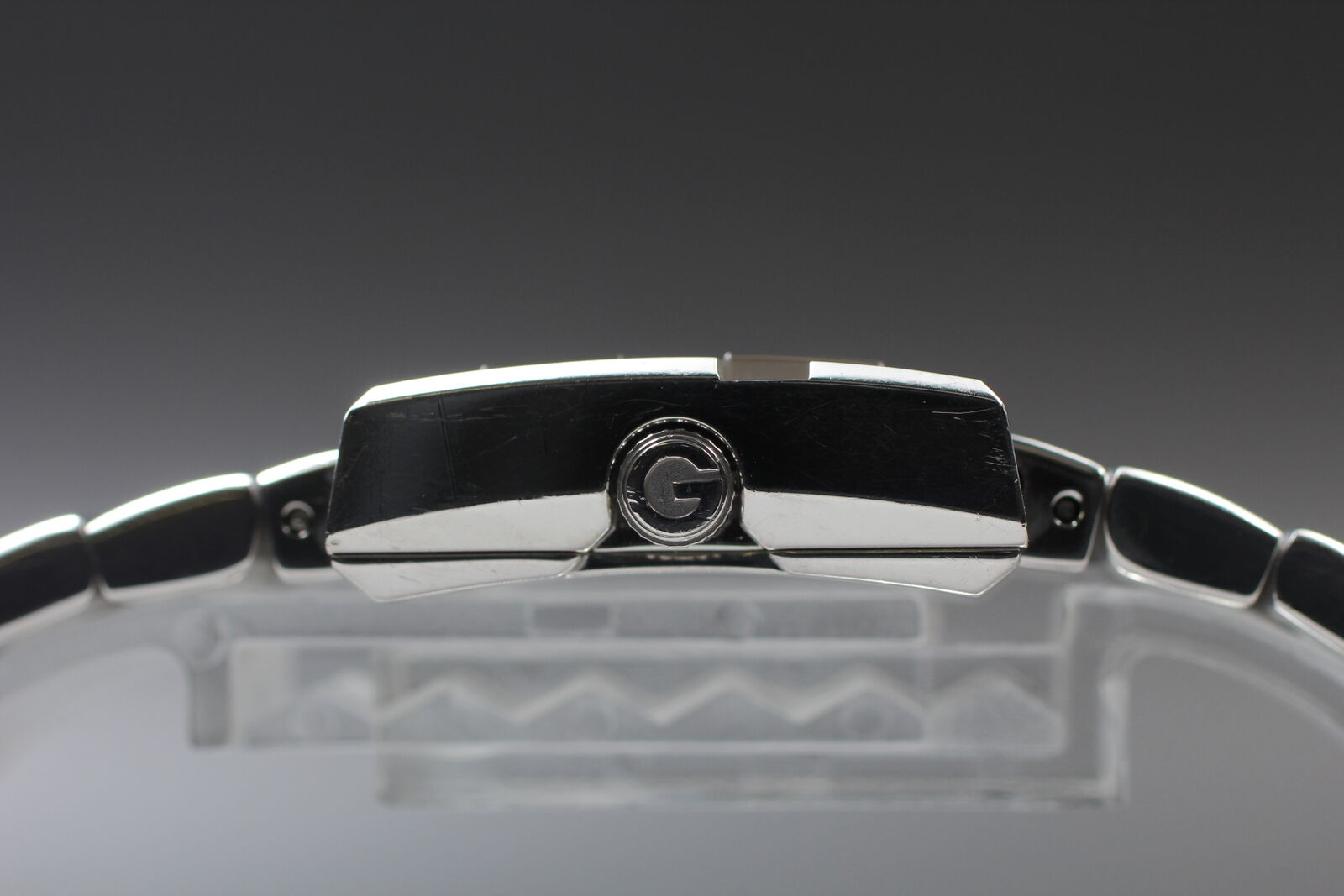 New Battery [Exc+5 Box] GUCCI 100L Black Dial SIlver Woman's Quartz Watch JAPAN
