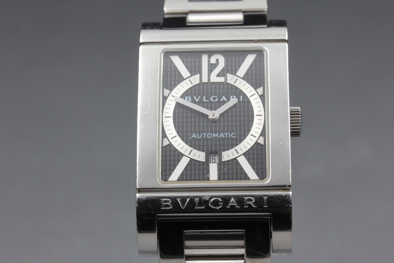 [Exc+5] BVLGARI Rettangolo RT45S Automatic Black Dial Men's Watch From JAPAN Box