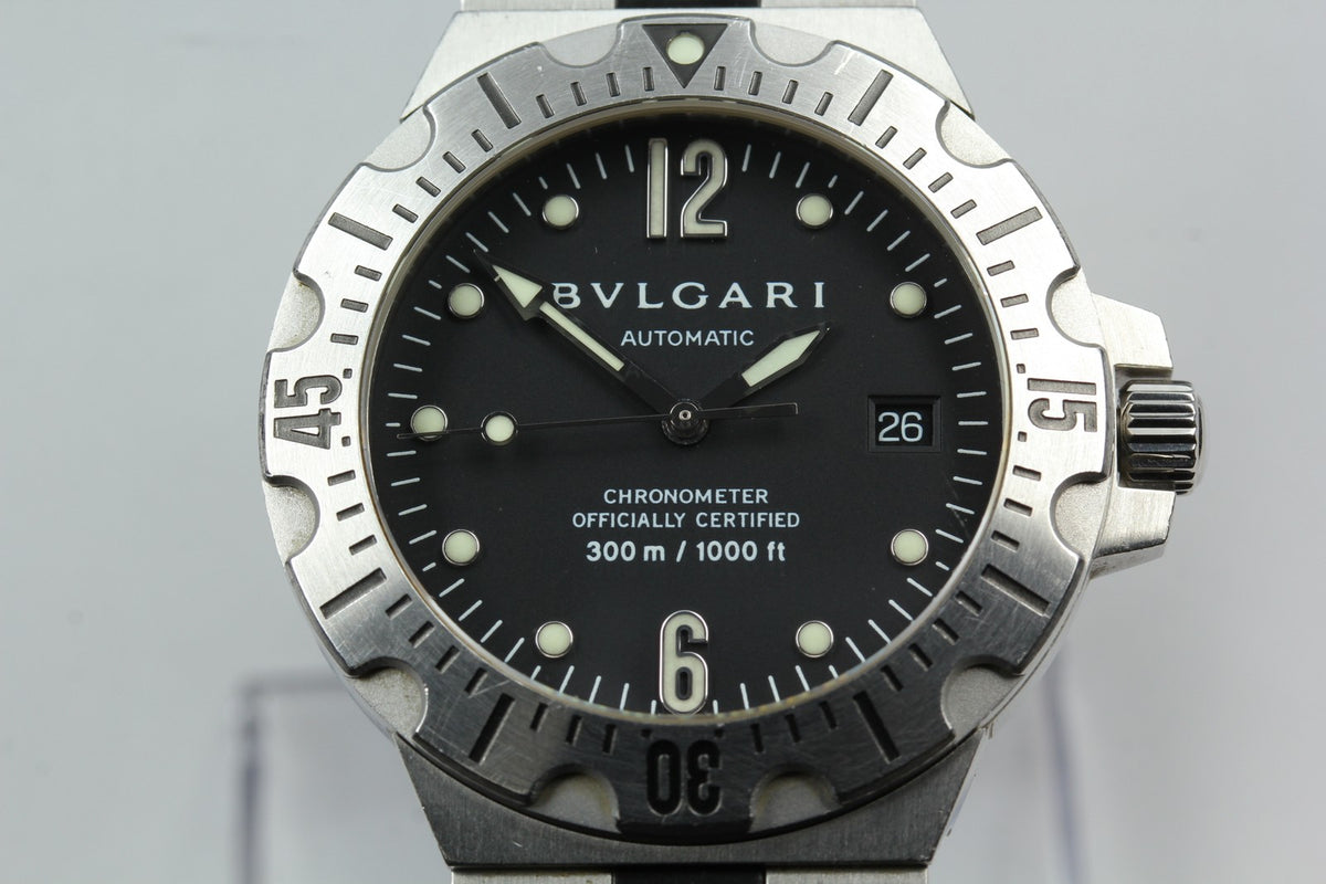 BVLGARI Diagono Scuba SD40S Date black Dial Automatic Men's Watch JAPAN Box