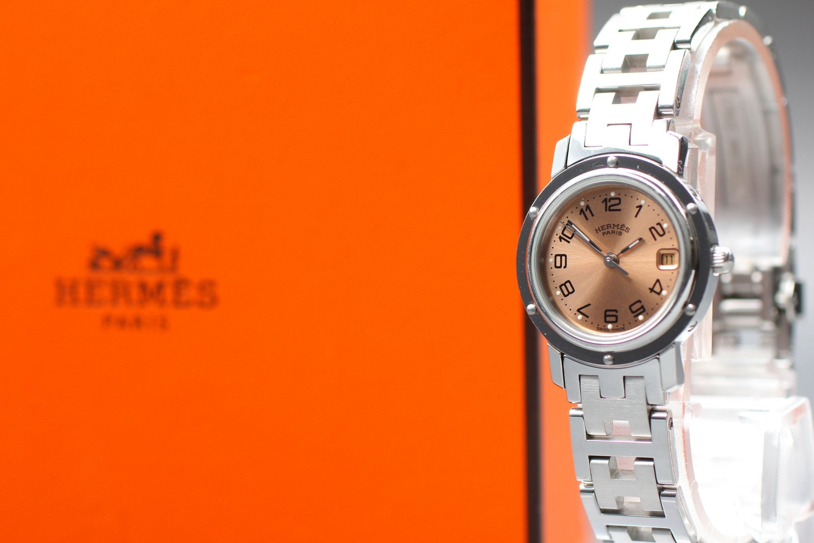 [Exc+5 Box] Hermes Clipper CL4.210 24mm Silver Woman's Quartz Watch JAPAN