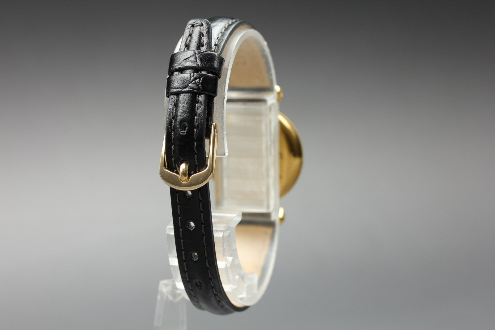 Cartier Must Colisee Vermeil 590002 Black Gold Women's Qz Watch Vintage [Pouch]