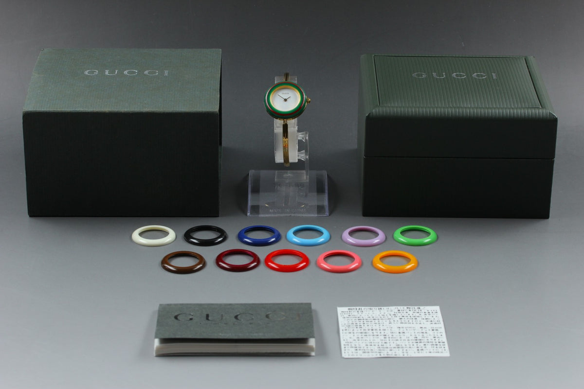 GUCCI Change Bezel 11/12.2 12Color Quartz Women's Watch 25mm JAPAN Box New Batt