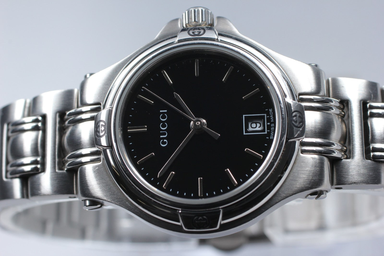 Vintage [Near MINT- Box] Gucci 9040L Black Dial Silver Women’s Quartz Watch