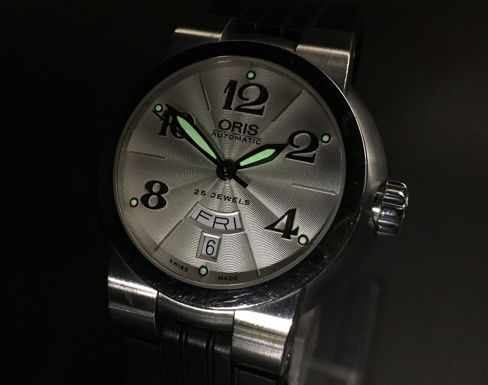 [Exc+5] ORIS TT1 Day Date 7517-41 Automatic 40mm Silver Black Men's Watch JAPAN