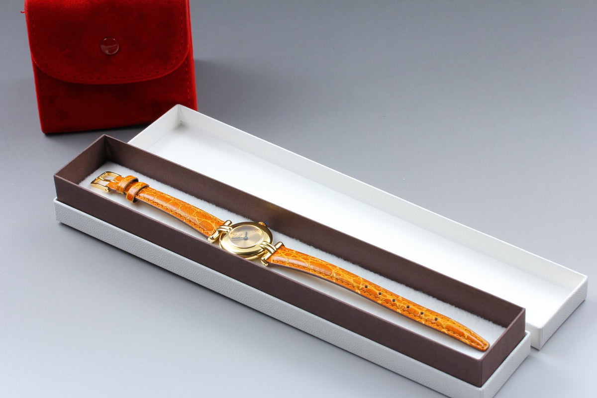 Cartier Must Colisee Vermeil 1902 Gold Women's Quartz Watch Vintage [Pouch]