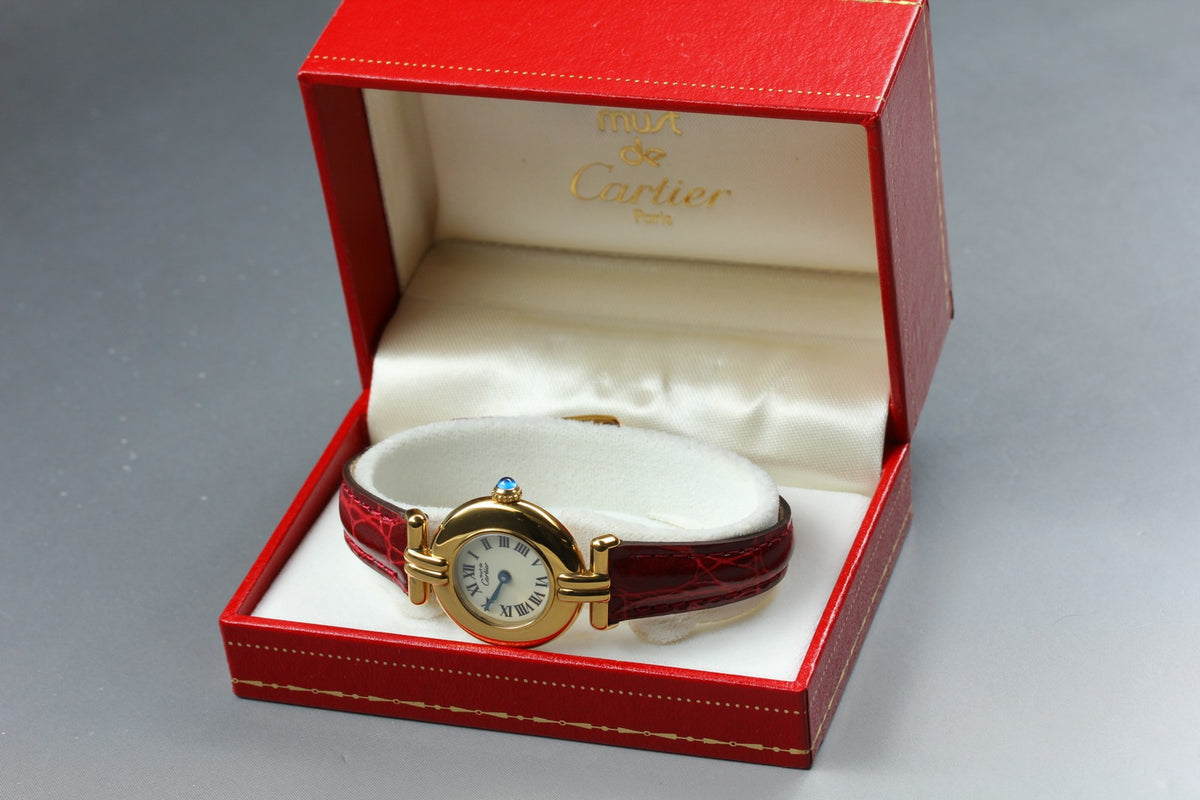 Cartier Must Colisee Vermeil 590002 Red Gold Women's Quartz Watch Vintage [Box]