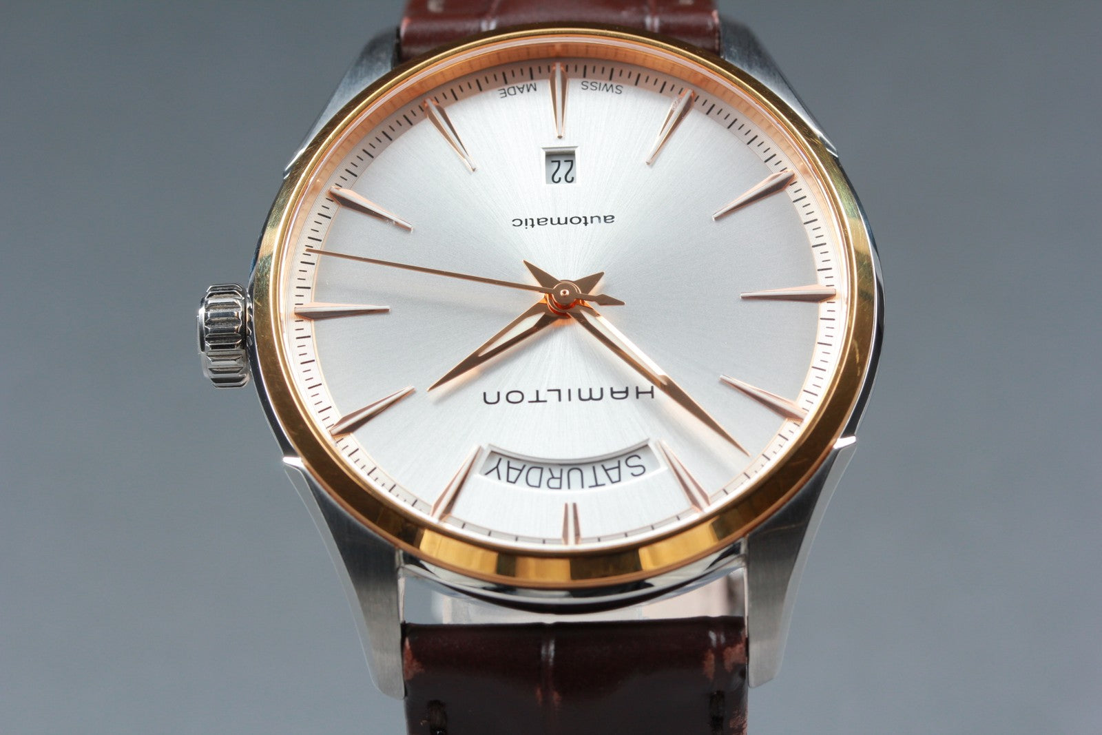 Hamilton Jazzmaster H425250 Silver Automat Day/Date Men's Watch 42mm JAPAN