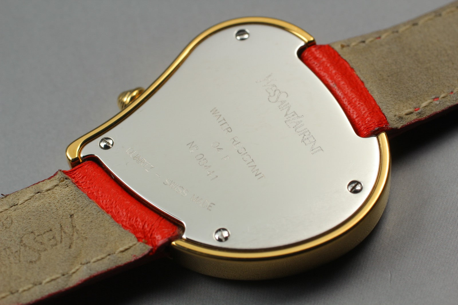 [Exc+5] Yves Saint Laurent Heart Gold Red 30mm Women's Watch Quartz JAPAN