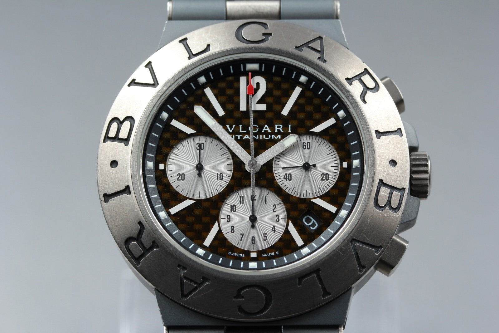 BVLGARI Diagono TI44TACH Automatic Chronograph Carbon Men's Watch 44mm JAPAN