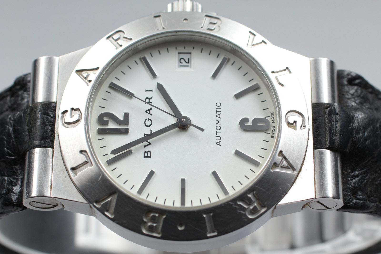Exc+5* BVLGARI Diagono Sports LCV35S White Dial Automatic Men's Watch 36mm JAPAN