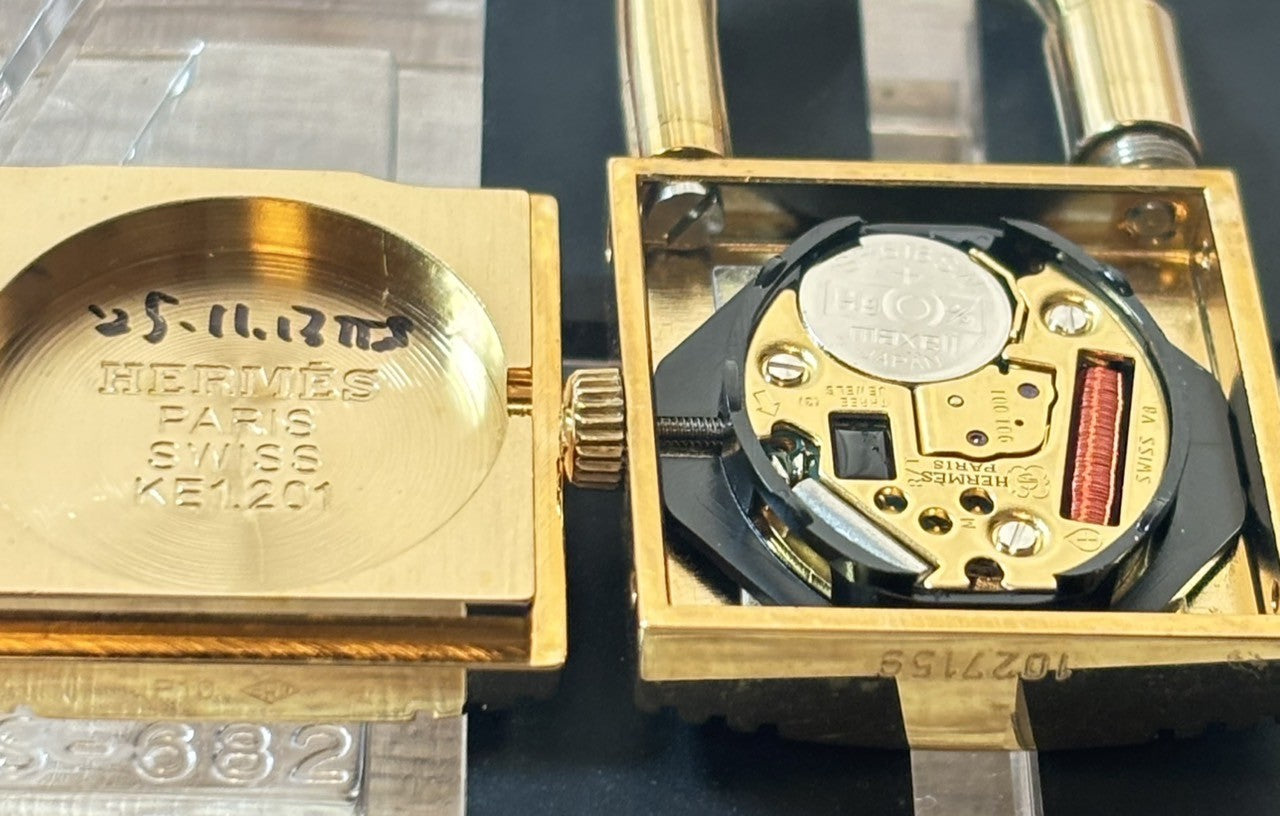 Vintage [Exc+5 Box] HERMES Kelly Watch Gold Red "B" Woman's Quartz Watch JAPAN