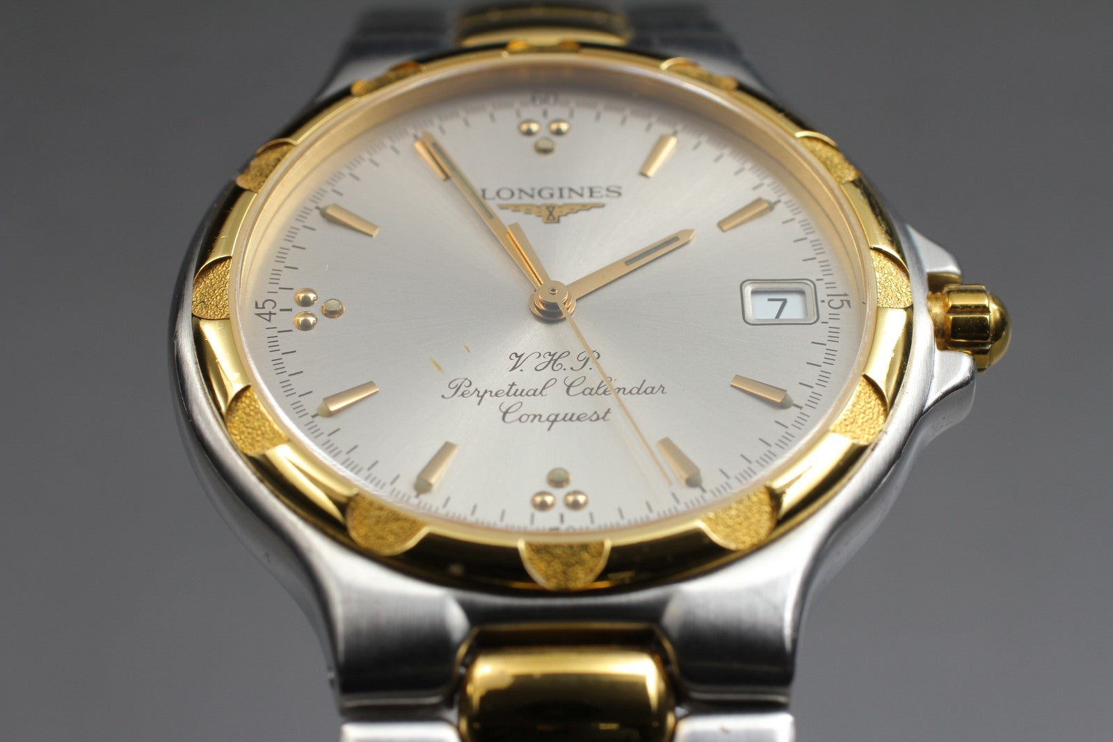 New Batt[Exc+5] LONGINES Conquest VHP L1.627.3 Quartz Silver Men's Watch 34mm JP